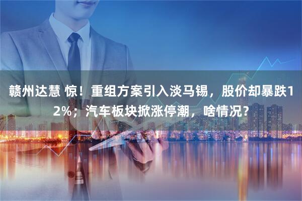 赣州达慧 惊！重组方案引入淡马锡，股价却暴跌12%；汽车板块掀涨停潮，啥情况？
